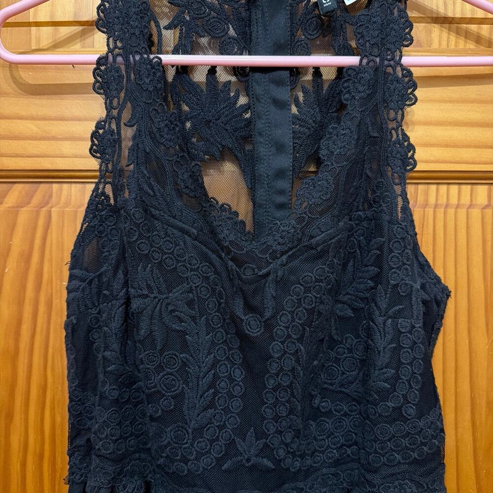 Divided Black Lace Top Dress With Flowy Bottoms Size US 14 - Picture 3 of 4